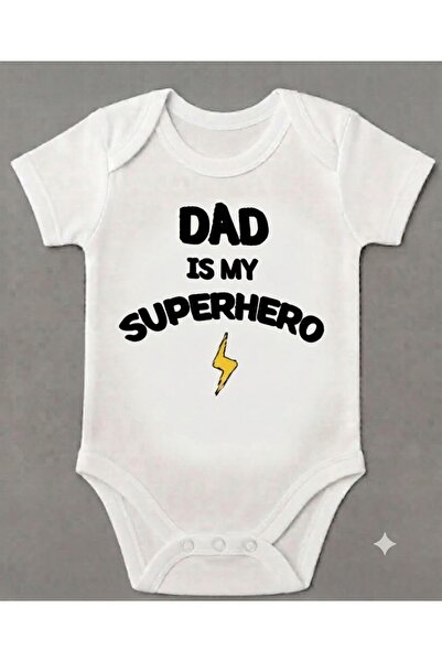 EYDUBABY بدلة أطفال بيضاء مطبوعة عليها عبارة "Dad Is My Super Hero Dad" مصنوع...