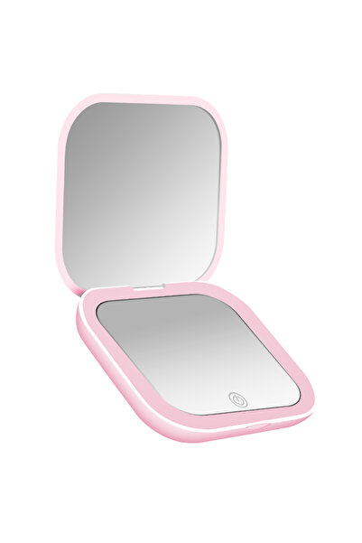 Choice Pink Compact Mirror with Lights, 1X/2X Magnification Portable Folding ...