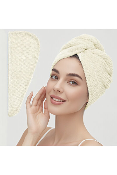 Choice Beige-up Solid Color Hair Towel Textured Dry Hair Cap 9.8' X 25.5' Abs...