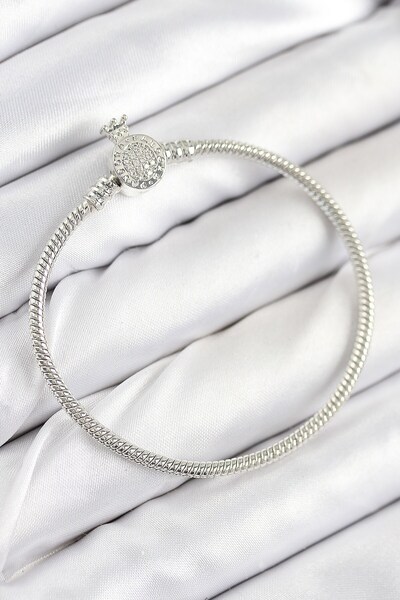 Inure Jewelry Brass Charm Zircon Stone Crown Model Silver Color Women's Bracelet