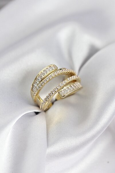 Inure Jewelry خاتم نسائي من الزركون الحلزوني والباتجيت باللون الذهبي