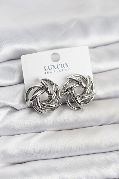 Inure Jewelry أقراط نسائية من النحاس الفضي اللون بتصميم حلزوني حاد