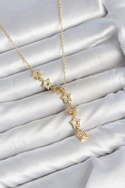 Inure Jewelry قلادة نسائية من الفولاذ 316L موديل ستار لون ذهبي مرصعة بحجر الز...
