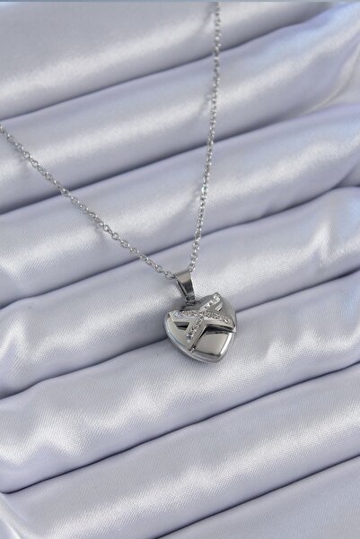 Inure Jewelry 316L الصلب الفضة اللون الزركون حجر القلب نموذج قلادة المرأة