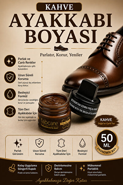 Fabcare Kahve Ayakkabı Boyası 50 ml – Deri Ayakkabı Bakım ve Parlatıcı Boya
