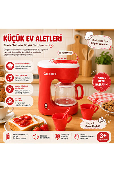 ela777 Gerçekçi Sesli Mini Kahve Makinası 15,5x9x16,5 cm
