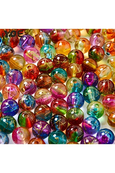 Choice 8mm-200pcs MULTI 200pcs8mm Gold Brushed Pattern Dual Color Round Beads...