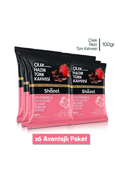 Shazel Çilekli Hazır Türk Kahvesi 100 G X 6 Adet (AROMALI)