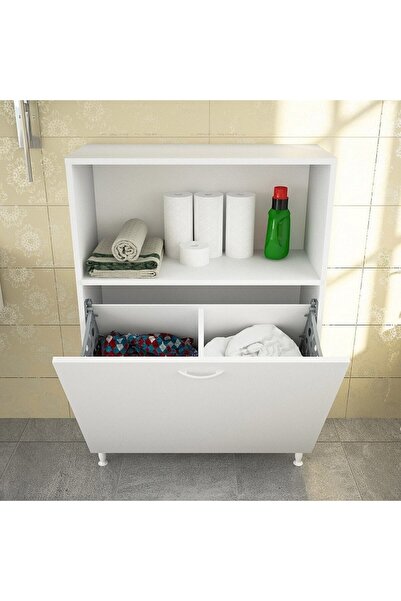 Modilayn 75 x 100 x 30cm 2 sepetli Kirli Çamaşır Dolabı Banyo Dolabı Çok Amaç...