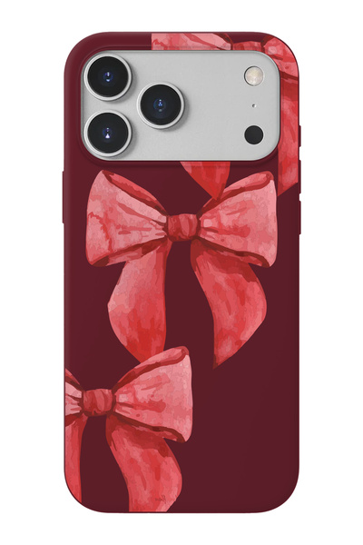 shoptocase iPhone 17 Pro Max Uyumlu Gift Ribbon Desenli İçi Süet Lansman Tele...