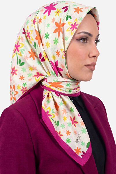 hadiora وشاح نسائي ناعم من القطن العضوي بنقشة زهور باللون الأبيض والوردي