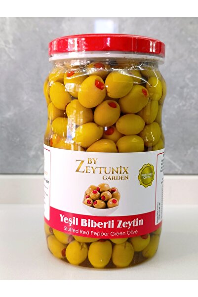 ZeytunixAkhisar Kapya Biber Dolgulu Yeşil Domat Zeytin 1000 gr (İri Boy)