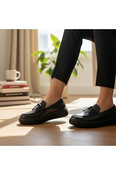 Mammamia Women's Leather Comfort Casual Shoes 7735-Lx - Black - 40