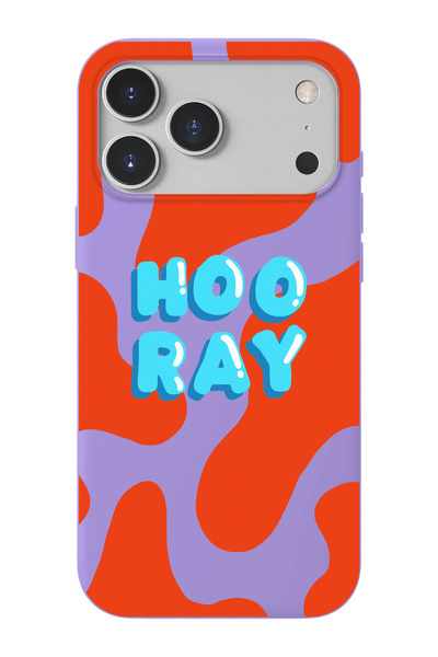 shoptocase iPhone 17 Pro Uyumlu Hooray Desenli İçi Süet Lansman Telefon Kılıfı