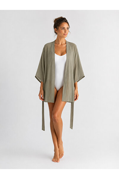 CARSİA Collection Tensel Modal Geniş Kollu Kimono Ve Kemer Detaylı Plaj Akses...