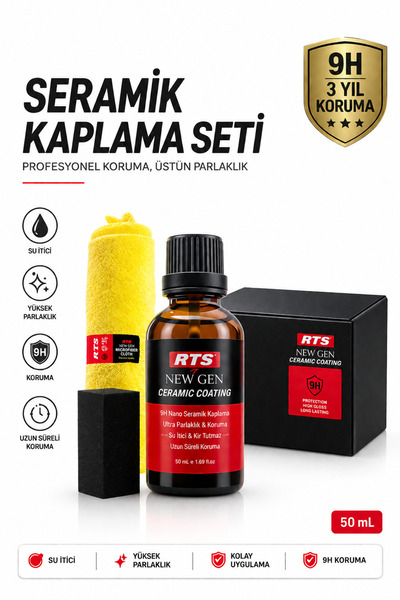 RTSTech Seramik Kaplama Seti, Premium 50 mL, Boya Koruma, Yüksek Parlaklık, S...