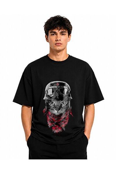 Inscriptie Ουνισέξ Βαμβακερό T-shirt Υψηλής Ποιότητας  "Γάτα Περιπετειώδης "