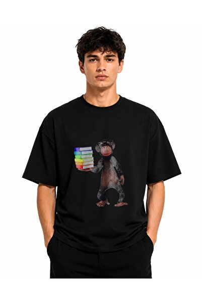 Inscriptie Tricou Unisex Bumbac Premium Casual " Maimuta cu carti "