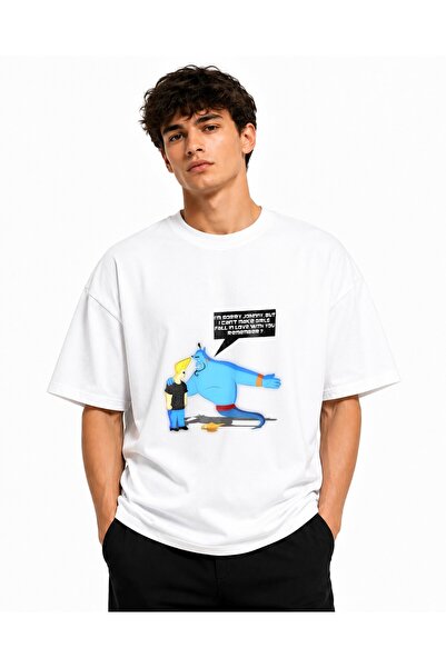 Inscriptie Tricou Unisex Bumbac Premium Casual " Johnny Bravo si Aladin "