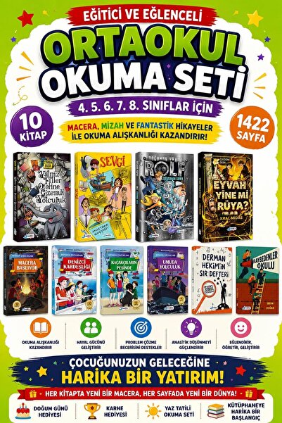 Harika Kitap Ortaokul ( 4. 5. 6. 7. 8. Sınıf) Eğitici ve Eğlenceli Roman Seti...