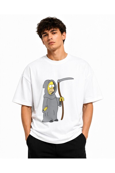 Inscriptie Ουνισέξ Βαμβακερό T-shirt Υψηλής Ποιότητας  "Homer reaper "