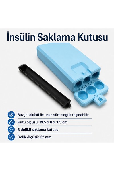 Mayex3d İNSÜLİN SAKLAMA KUTUSU 3 GÖZLÜ - AÇIK MAVİ