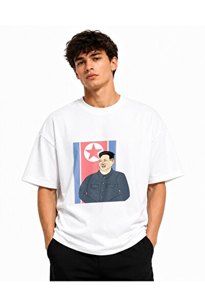 Inscriptie Tricou Unisex Bumbac Premium Casual " Kim Jong-un & flag Coreea de...