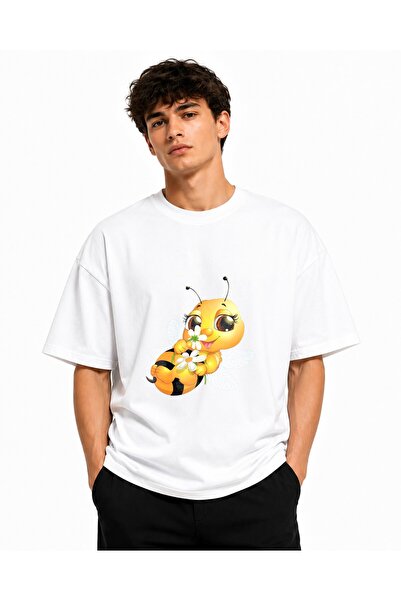 Inscriptie Unisex Premium Cotton Casual T-Shirt "Cute honey bee"
