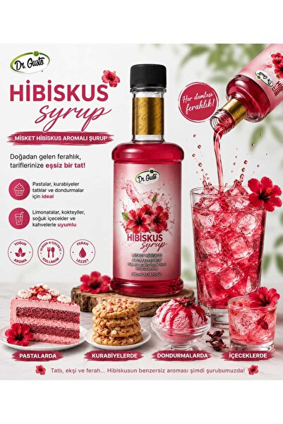 Dr. Gusto Hibiskus Kokteyl Şurup 300 CC – Yoğun Aromalı İçecek,Kahve ve Tatlı...