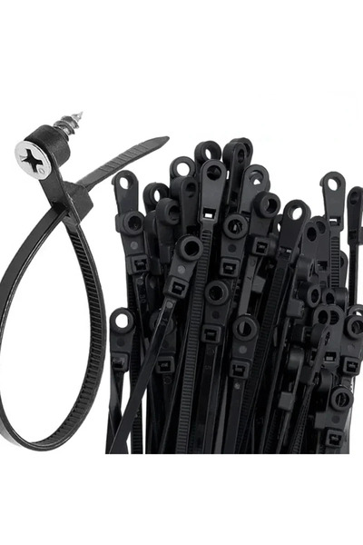 Choice4 4x150mm black Creative Nylon Cable Ties with Screw Hole Mount Self Lo...