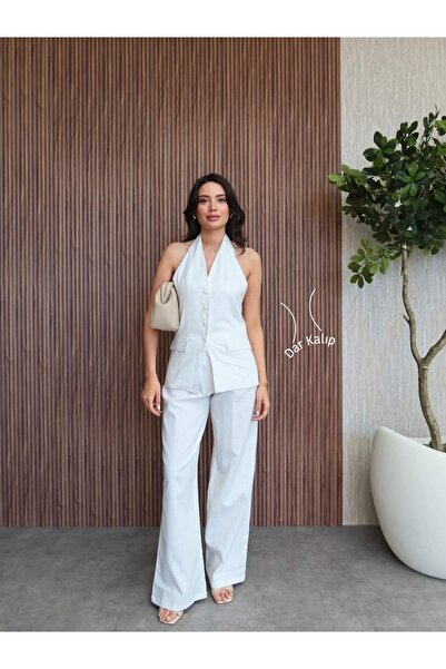 ESRAHELVACI Set pantaloni de in pentru spate deschis