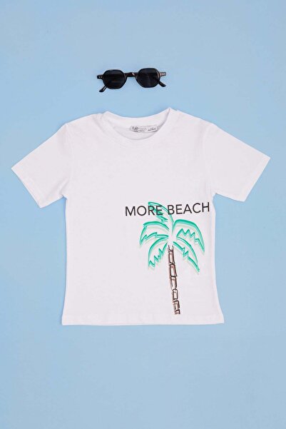 Fulla Moda More Beach Printed Boys' T-Shirt