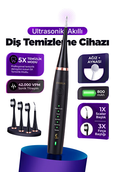 EN SİGA Ultrasonik Diş Temizleme Cihazı 5 Mod 42.000 Titreşim IPX8 Type-C