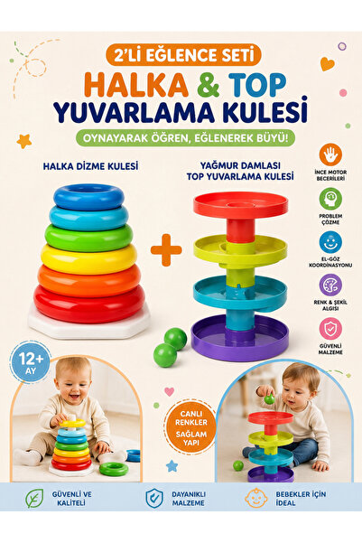 babysch Toys Neşeli Halkalar ve Yağmur Damlası - Çıngıraklı Top Oyunu ikili s...