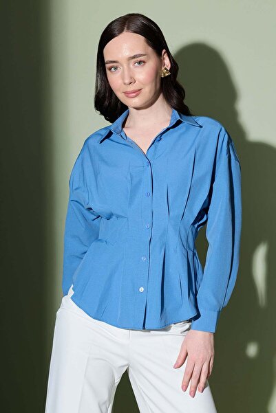 Fulla Moda Pleated Shirt with Pencil Waistband