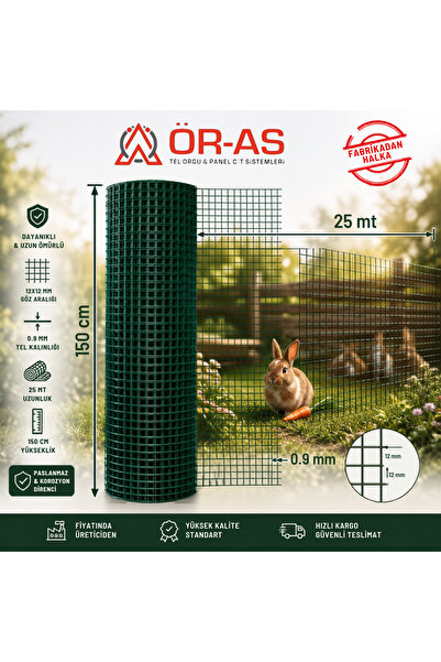 ÖR-AS TEL ÖRGÜ & PANEL ÇİT SİSTEMLERİ Pvc Kaplı Puntalı Tel-(- 1.2 cm Göz Ara...