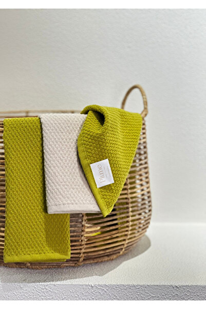 Plume Ceramic Home 100% Cotton Set of 4 Oil Green Hand Towels – 30X50 cm Dowr...