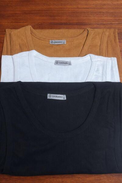 gamaro Men's 3-Pack Halter Neck Single Jersey Ribbed Knit Fitted Fit Athlete ...