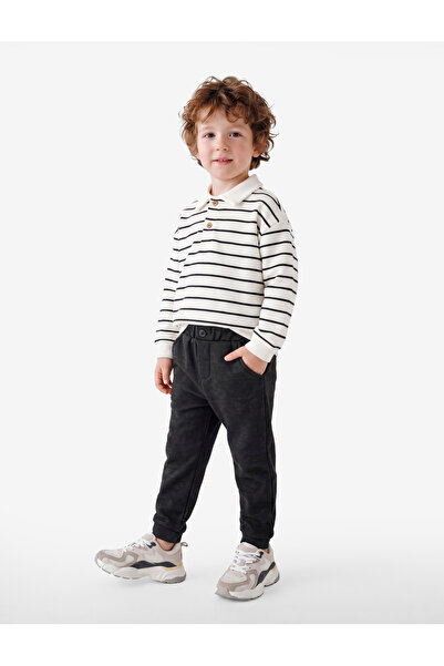 Koton Button Detailed Pocketed Basic Pants with Elastic Waist, Sweatpants Look