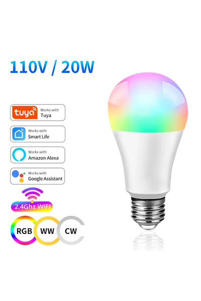 Choice نعم، مصباح Tuya الذكي بتقنية الواي فاي، 110 فولت، 20 واط، قاعدة E27، ل...
