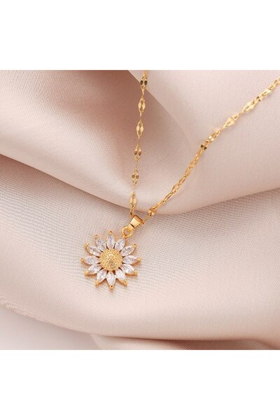 Choice SKU1 1PCS Gold-color Necklace Ladies Light Luxury Style Flower Pendant...