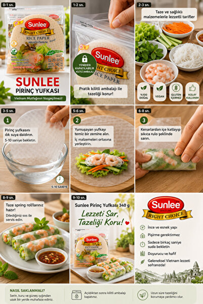 sunlee Rice Paper /Pirinç Yufkası 44 Yaprak (20-22 cm) 340 gr