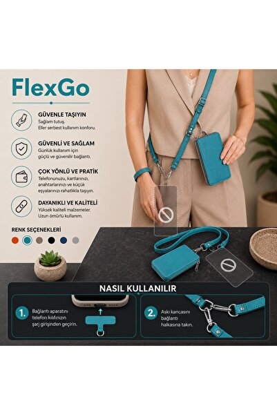 PLM FlexGo İkisi Birarada Eller Serbest Telefon Askısı Ve Cüzdan Seti- Tüm Te...