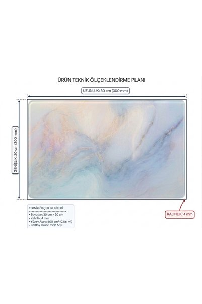Saban 20X30Cm - Ezgi Marble Look - Glass Cutting Board