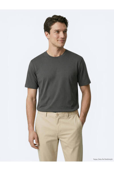 Kip Dark Khaki Plain T-Shirt