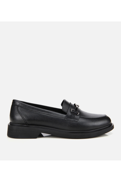 Hotiç Kadın Deri Siyah Tokalı Klasik Loafer
