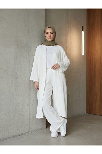 Generic Brand Long Cardigan Trouser Suit-Ecru