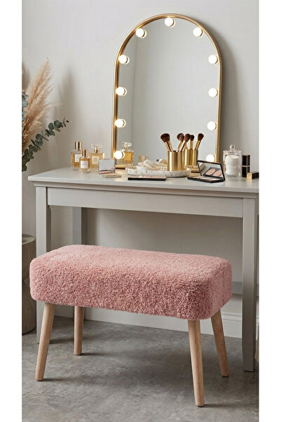 PufyHome Dublin Etna Nil Peluş Çok Amaçlı Dekoratif Pufkoltuk 30X60 GÜLKURUSU...