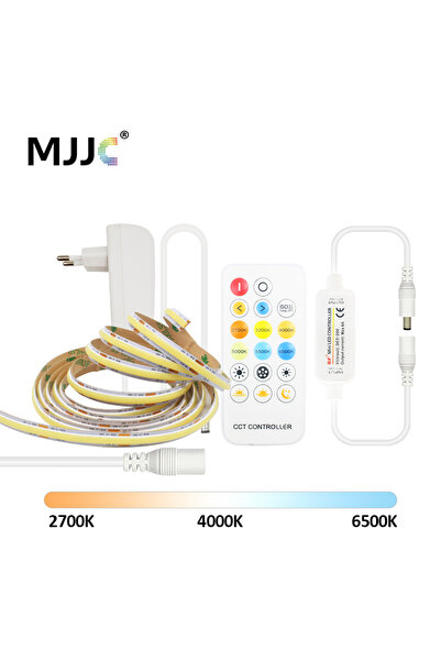 Choice3 5m EU Plug 1-5M 24V CCT FCOB LED Strip Light EU Set High Brightness W...