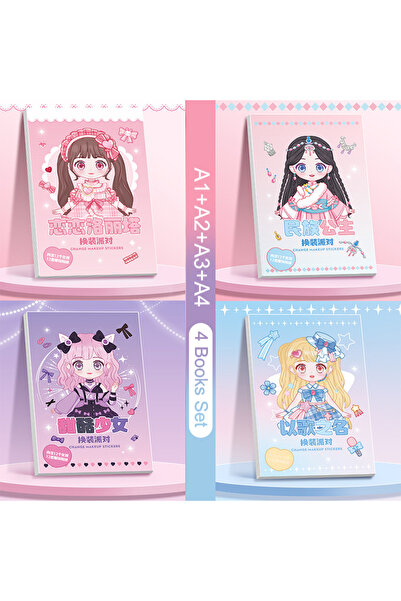 Choice4 4 Books Set DIY Book Dress Up Sticker Cartoon Girl Makeup Show Prince...